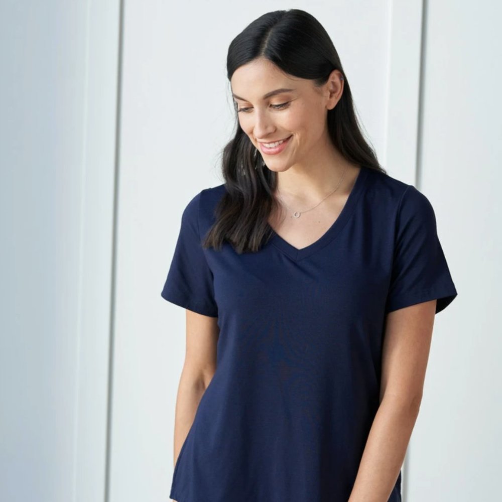 NWOT Gap 100% Cotton Vneck Vintage Wash Relaxed Navy Blue Tee Tshirt - S M